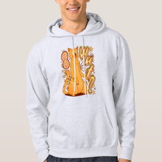 Wut? / Een Oranje kattenillustratie Hoodie (Voorkant)