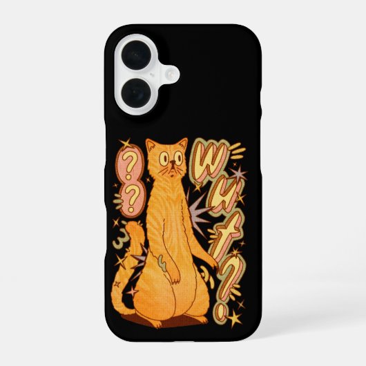 Wut? / Een Oranje kattenillustratie iPhone 16 Hoesje (Achterkant)