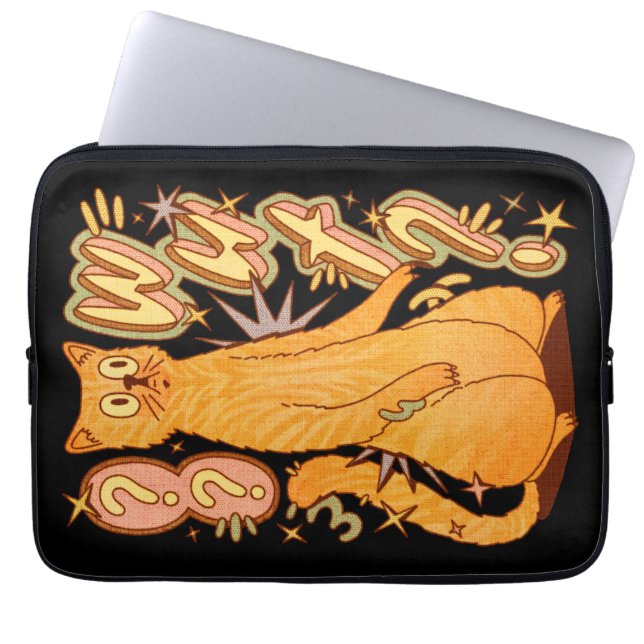 Wut? / Een Oranje kattenillustratie Laptop Sleeve (Voorkant)