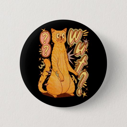 Wut? / Een Oranje kattenillustratie Ronde Button 5,7 Cm (Voorkant)