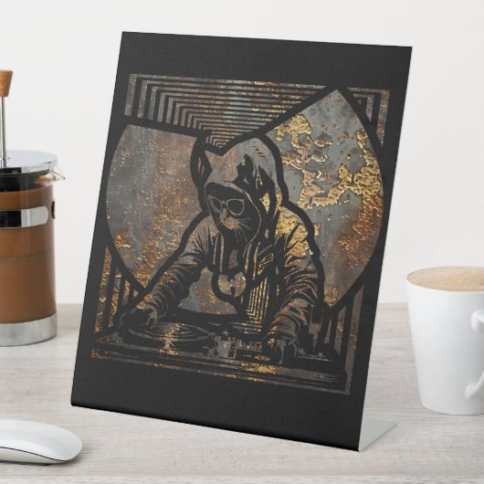 Wutang Cat DJ Style Reclamebord Met Voetstuk (Insitu)