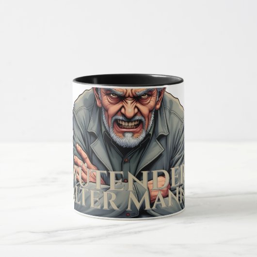 Wütender Alter Mann – Cartoon-illustratie Mok (Midden)