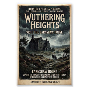 Wuthering Heights Gotische Heide Retro Reisposter Foto Afdruk