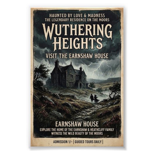Wuthering Heights Gotische Heide Retro Reisposter Foto Afdruk (Voorkant)