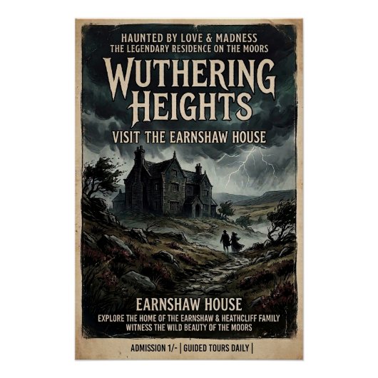 Wuthering Heights Gotische Heide Retro Reisposter Perfect Poster (Voorkant)