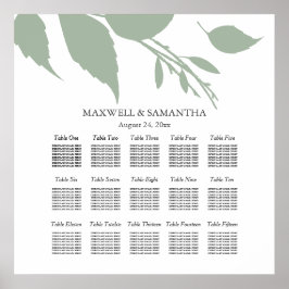 Wuwelijk ZITTECHART Elegant Sage Green Leaves Poster