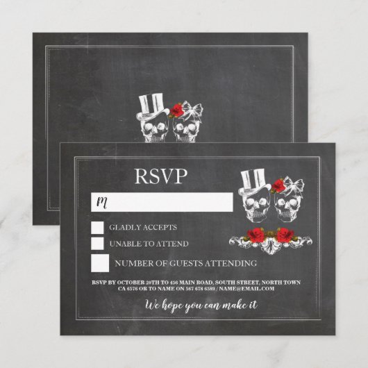 Wuwtskulls RSVP Rozen Chalk Kaarten (Voorkant / Achterkant)