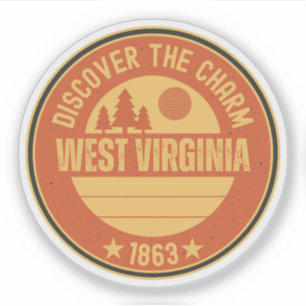 WV Staatskaart - West Virginia Reizen Sticker
