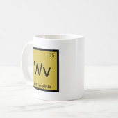 Wv - West Virginia scheikundesymbool Koffiemok (Voorkant links)
