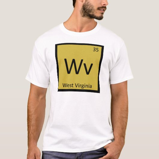 Wv - West Virginia scheikundesymbool T-shirt (Voorkant)