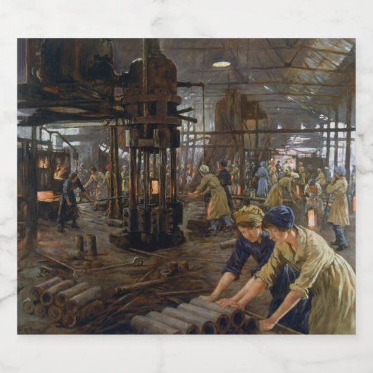 WW1 1918 Vrouwen werken bij een Munitie fabriek Bier Etiket (Enkel label)