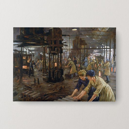 WW1 1918 Vrouwen werken bij een Munitie fabriek Button (Voorkant)