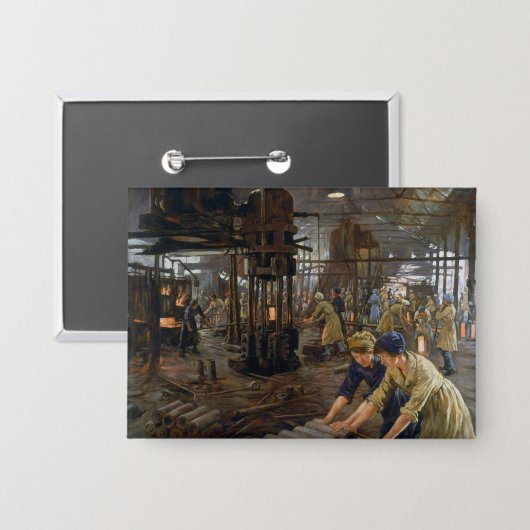 WW1 1918 Vrouwen werken bij een Munitie fabriek Button (Voorkant / Achterkant)