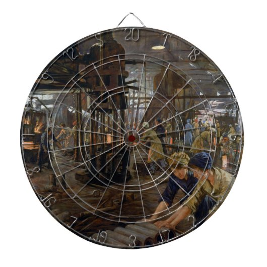WW1 1918 Vrouwen werken bij een Munitie fabriek Dartbord (Voorkant)