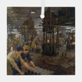 WW1 1918 Vrouwen werken bij een Munitie fabriek Glas Ornament (Achterkant)