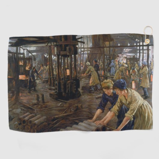 WW1 1918 Vrouwen werken bij een Munitie fabriek Golfhanddoek (Horizontaal)