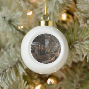 WW1 1918 Vrouwen werken bij een Munitie fabriek Keramische Bal Ornament