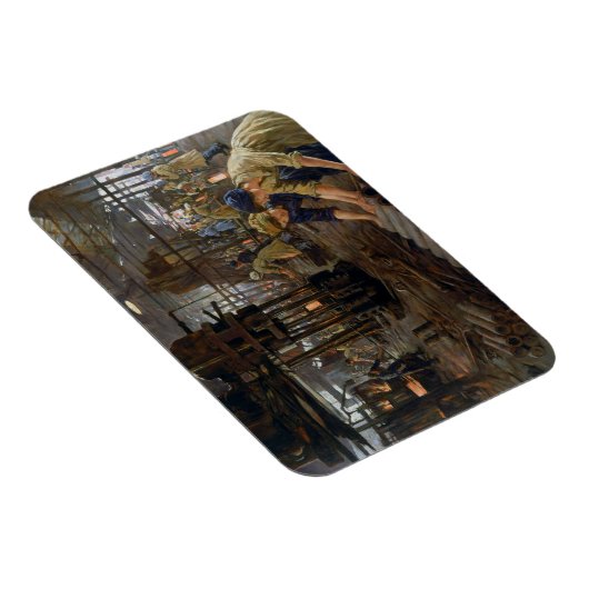 WW1 1918 Vrouwen werken bij een Munitie fabriek Magneet (Rechterzijde)