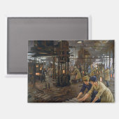 WW1 1918 Vrouwen werken bij een Munitie fabriek Magneet (Voorkant / Achterkant)