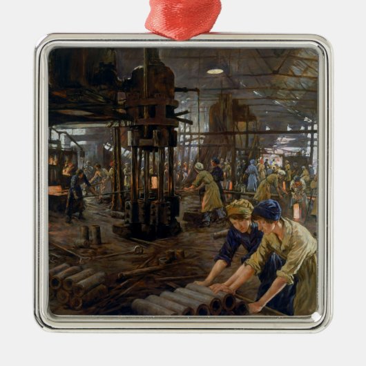 WW1 1918 Vrouwen werken bij een Munitie fabriek Metalen Ornament (Voorkant)