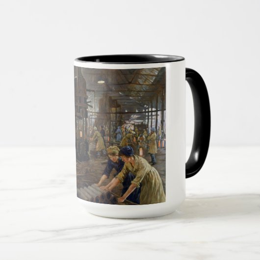 WW1 1918 Vrouwen werken bij een Munitie fabriek Mok (Voorkant rechts)