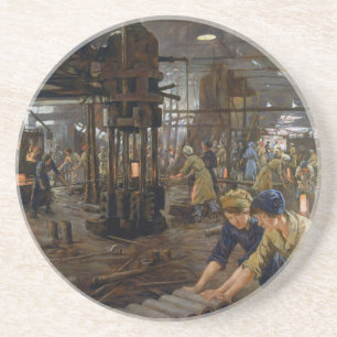 WW1 1918 Vrouwen werken bij een Munitie fabriek Zandsteen Onderzetter