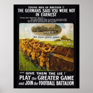 WW1 Brits Football bataljon Poster