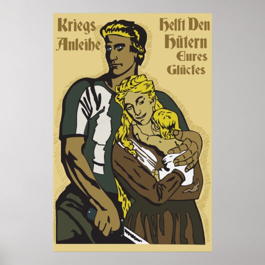 WW1 Duits Poster Kriegsanleihe helft den Hütern (Voorkant)