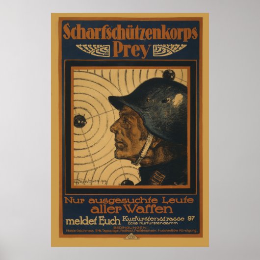 ww1 Duits werving poster voor scherpschutters (Voorkant)