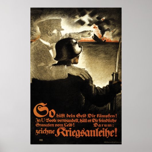 Ww1 Duitse oorlogsobligaties propaganda-poster Poster (Voorkant)