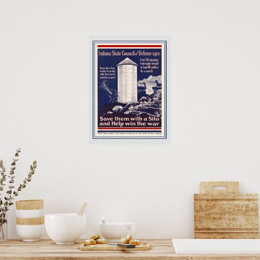 WW1 Indiana Corn Silo Patriotic Farmers Poster (Keuken)