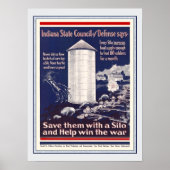  WW1 Indiana Corn Silo Patriotic Farmers Poster (Voorkant)
