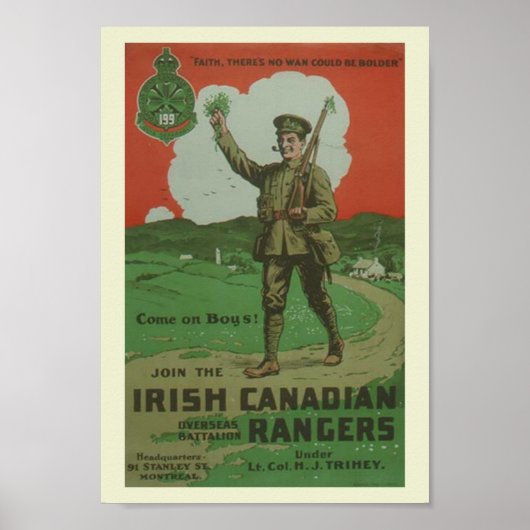 WW1 Irish Canadian Rangers Poster (Voorkant)