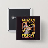 WW1-keuken voor voedselranering Vierkante Button 5,1 Cm (Voorkant /achterkant)