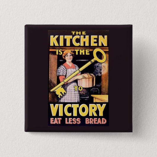WW1-keuken voor voedselranering Vierkante Button 5,1 Cm (Voorkant)
