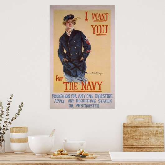 WW1-marine - Poster voor werving aan zee of afdruk (Keuken)