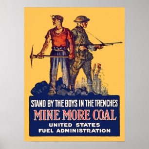  WW1 Patriottische Coalminer en Doughboy Retro Poster