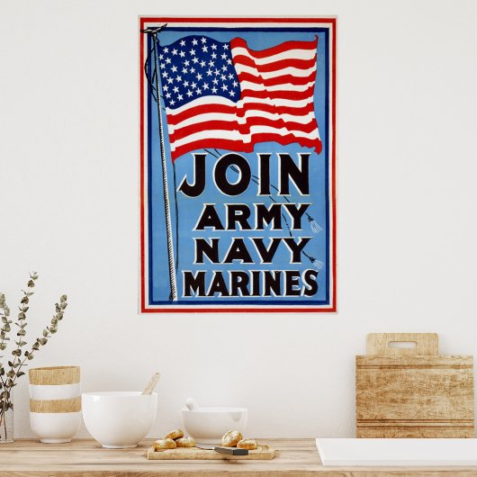 WW1-Poster ~ Join Army~ Navy~Marines Poster (Keuken)