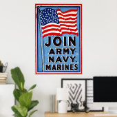 WW1-Poster ~ Join Army~ Navy~Marines Poster (Thuiskantoor)