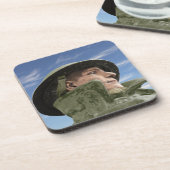 WW1 Soldaat in de Franse bekleding en helmet Drankjes Onderzetter (Linkerzijde)