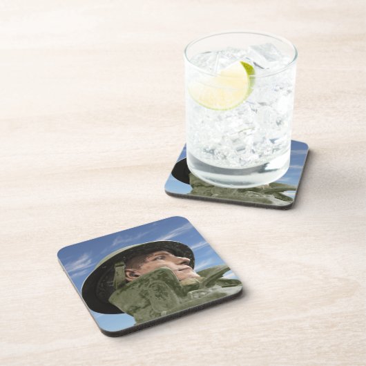 WW1 Soldaat in de Franse bekleding en helmet Drankjes Onderzetter (Rechterzijde)