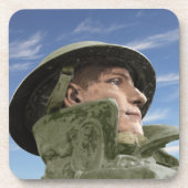 WW1 Soldaat in de Franse bekleding en helmet Drankjes Onderzetter (Voorkant)