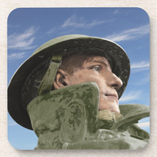 WW1 Soldaat in de Franse bekleding en helmet Drankjes Onderzetter
