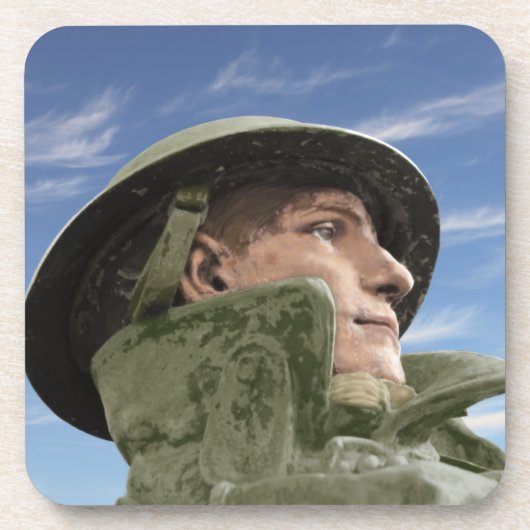 WW1 Soldaat in de Franse bekleding en helmet Drankjes Onderzetter (Voorkant)