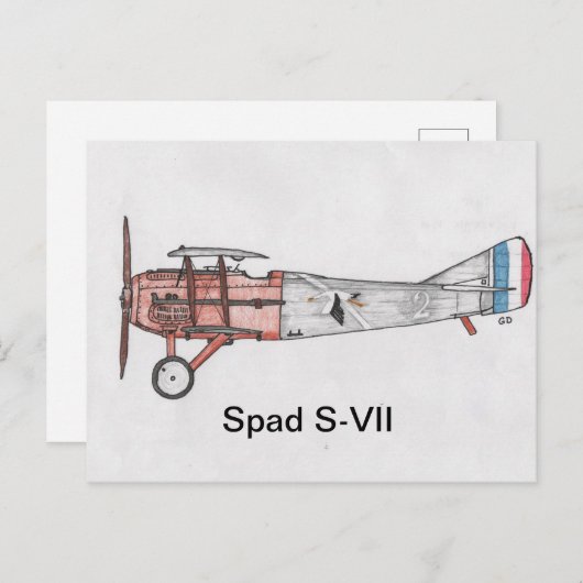 WW1 Spad S-VII Vuurwerk Briefkaart (Voorkant / Achterkant)