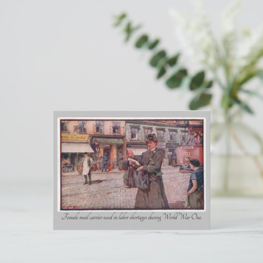 "WW1 Vrouw Mail Carrier" Briefkaart (Staand voorkant)