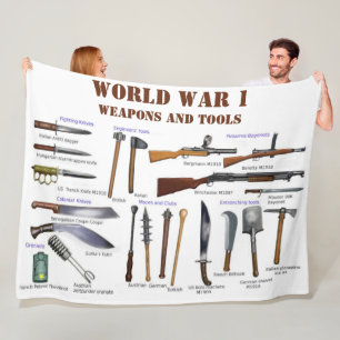 WW1 WAPENS EN TOOLS FLEECE DEKEN