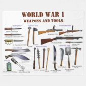 WW1 WAPENS EN TOOLS FLEECE DEKEN (Voorkant (Horizontaal))