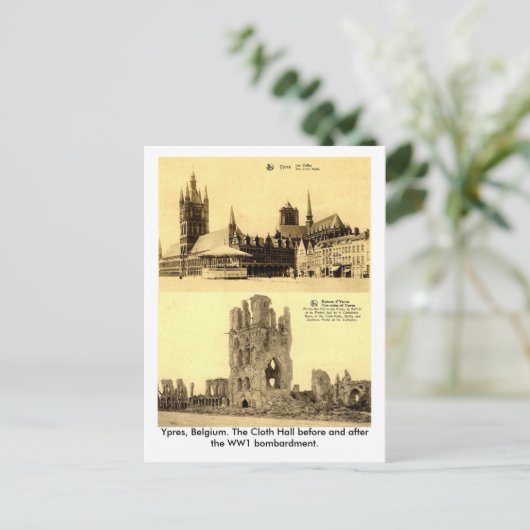 WW1 - Ypres, de Clothal Briefkaart (Staand voorkant)