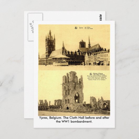 WW1 - Ypres, de Clothal Briefkaart (Voorkant / Achterkant)